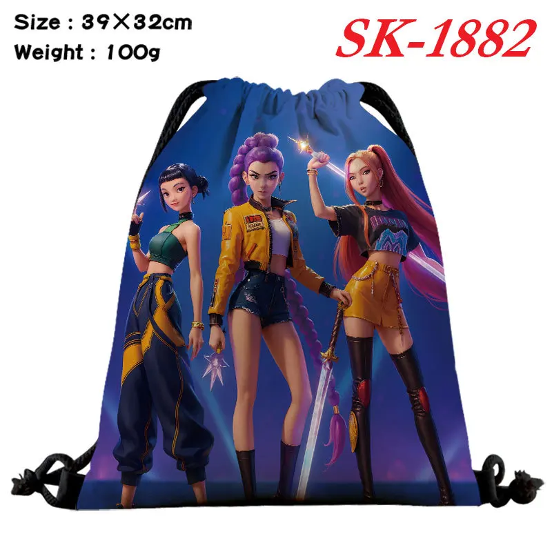 Kpop demon hunters saco de cordão grande capacidade cor esporte ginásio pacote armazenamento anime rumi mira zoey ombro mochila presente