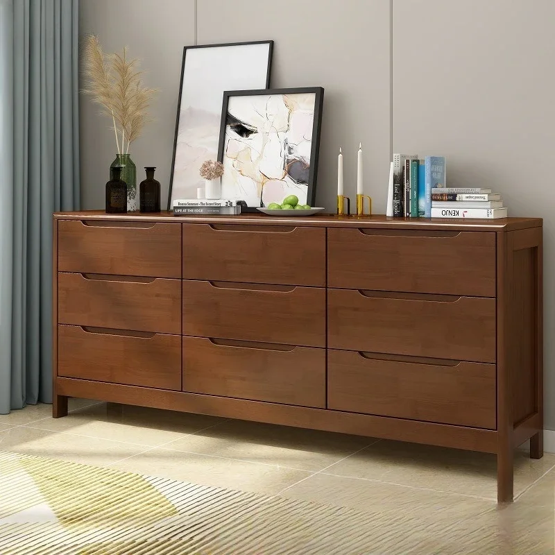 Solid wood chest storage cabinet, simple modern chest of drawers in the living room, 69 chest of drawers in the bedroom