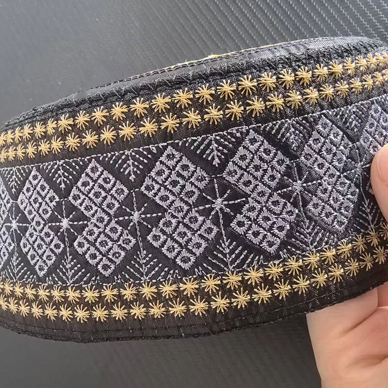 Free Shipping Muslim Caps For Men Colthing Hat Tax Products Turkey Kufi Islamic Kippah Jewish Embroider Luxury Black 03517