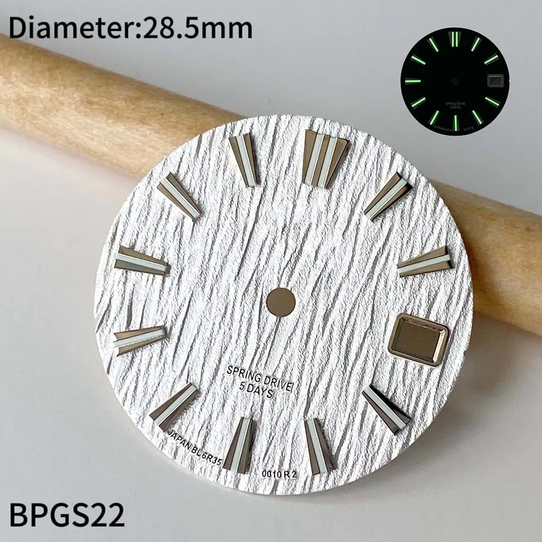 28.5mm GS logo dial Green glowing birch forest pattern suitable for nh35 dail movement  dial watch accessories men' watch