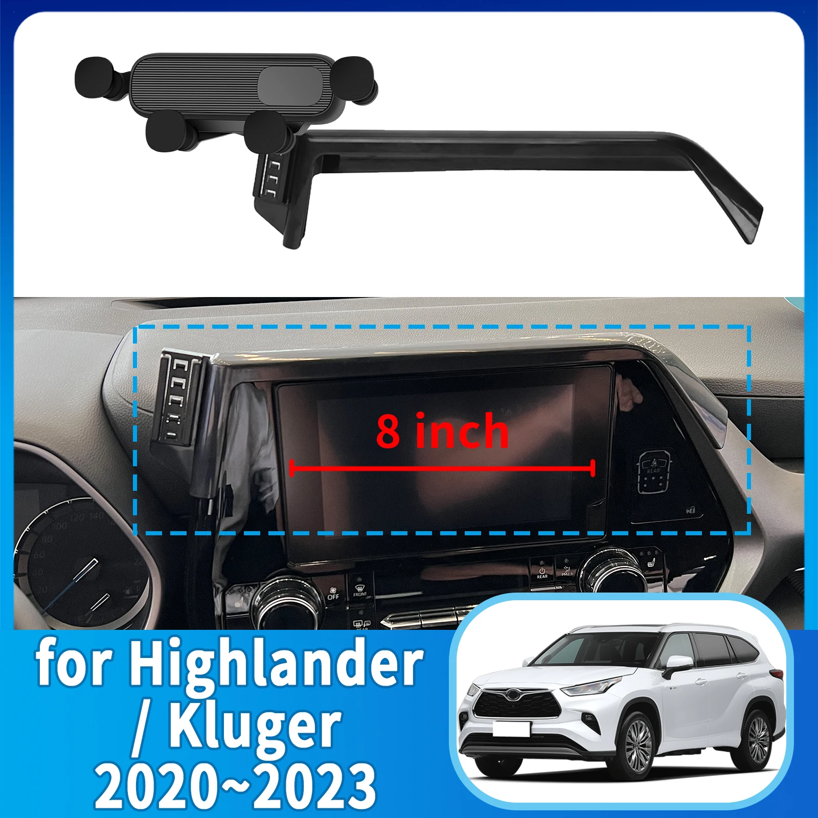 

fit for Toyota Highlander Kluger 2020-2023 XU70 Phone Holder, Dashboard Screen Mount Bracket Easy Installation​​ Car accessoires