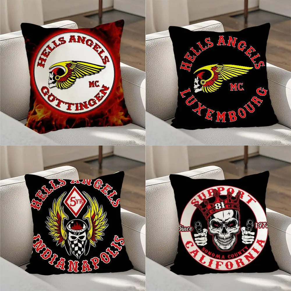 

Fashion H-Hells Angels Pillow Case Luxury Double-sided For Car Pillows 45x45 Cushions Cover Home and Decoration Sofa Pillow case