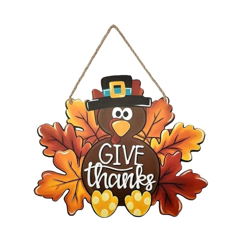 Deurhanger met koord Handgemaakte Thanksgiving Turkije Teken Muurhangende Hanger Binnen Buiten Seizoensdecoratie