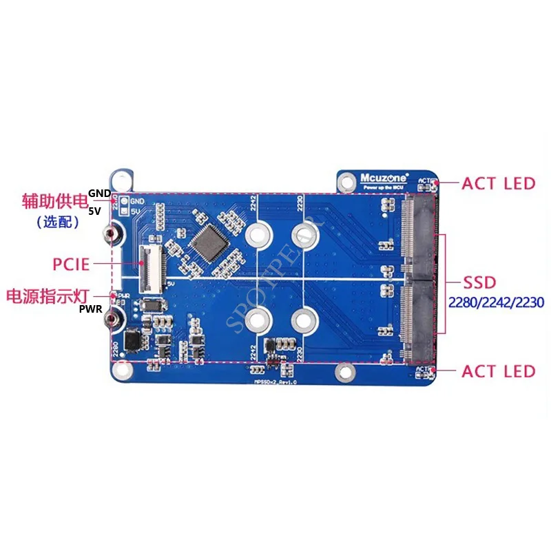 Imagem -04 - Raspberry Pi5 Pcie para M.2 Nvme Placa Adaptadora Ssd Dupla Hat 2280 Suporte a Inicialização do Ssd Nvme Mps2280d