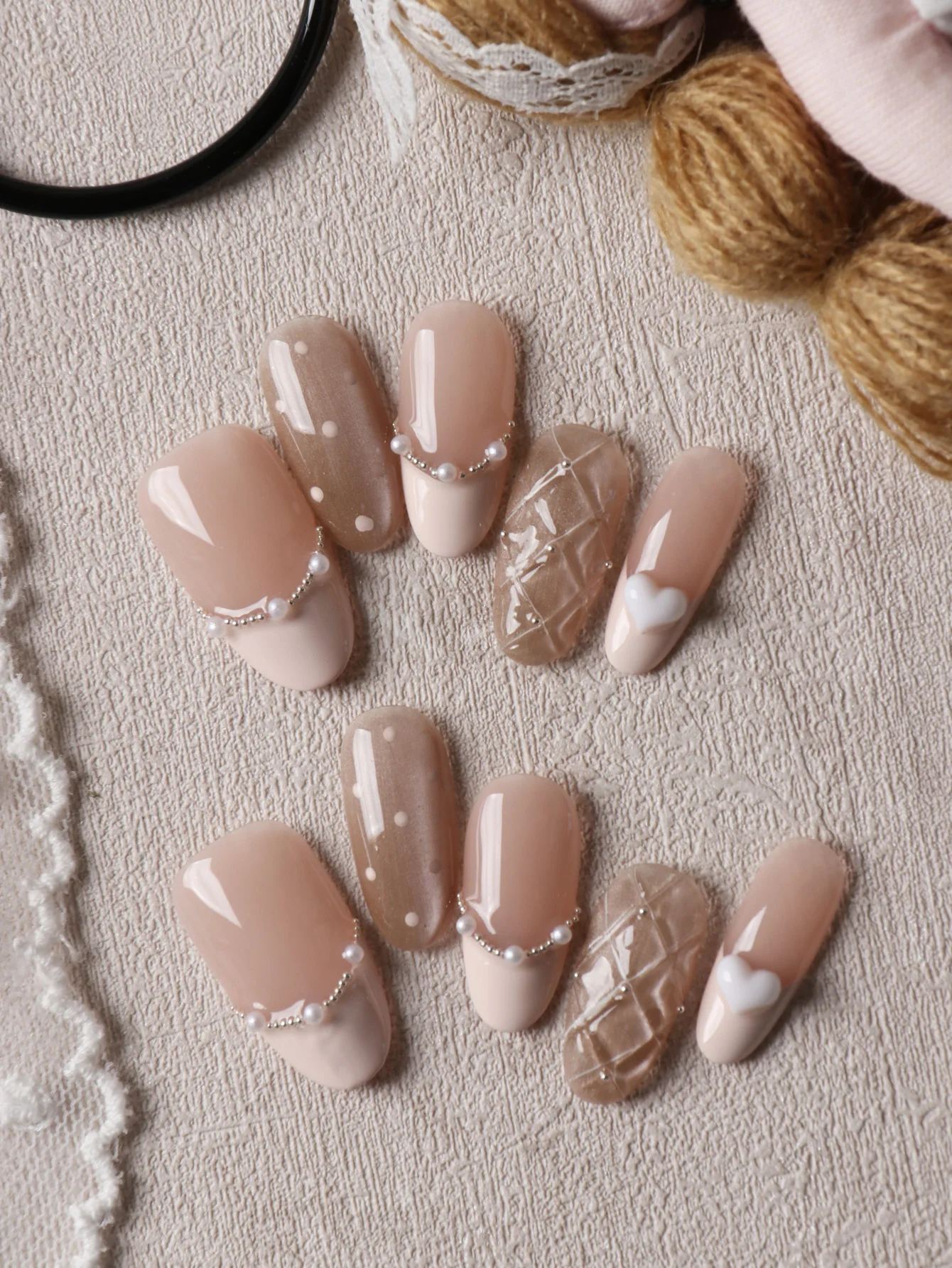 Nail Adhesive Tab - 10Pcs Press on Nails Long Pink