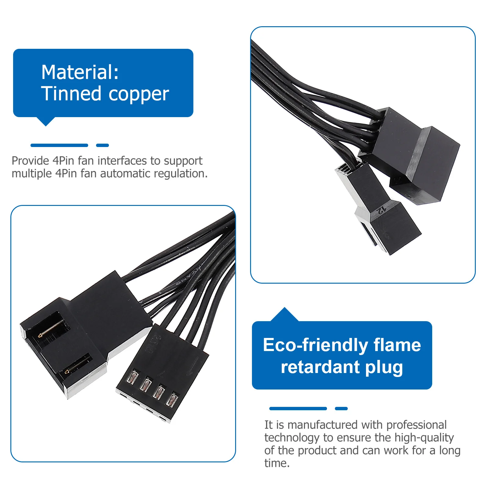 

5Pcs Fan Splitter for Pc Extension Cable CPU Adapter Support Pwm Control Efficient Motherboard Interface Utilization