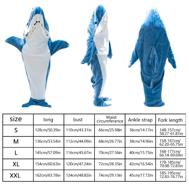 Shark Blanket Hoodie Shark Onesis for Adults and Children Wearable Hoodie Blanket Warm and Comfortable Blanket Cozy Sleeping Bag