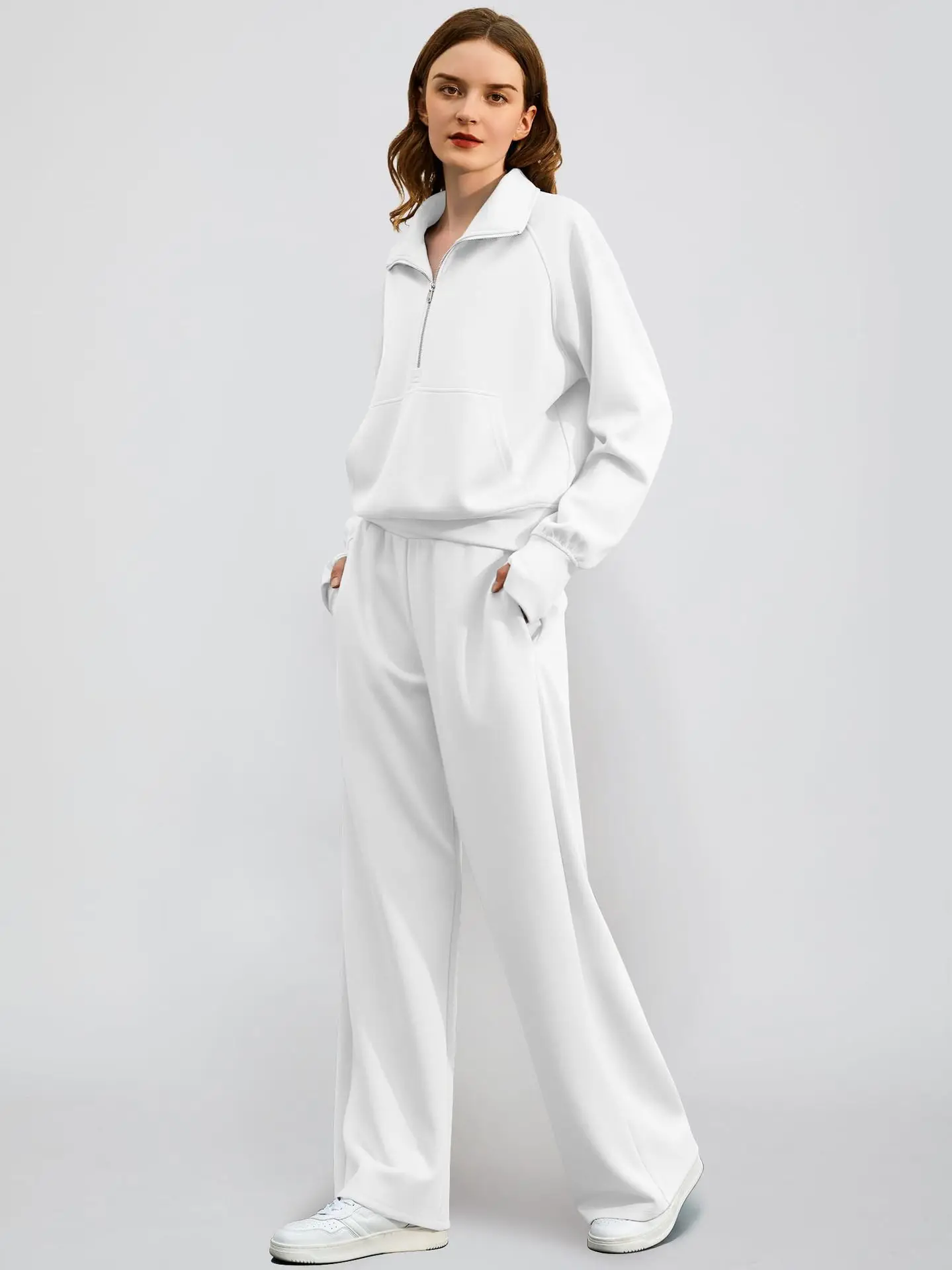 

Весенний женский спортивный костюм на молнии, элегантный осенний женский костюм из двух предметов, комплект с полными брюками, женская одежда, повседневная одежда