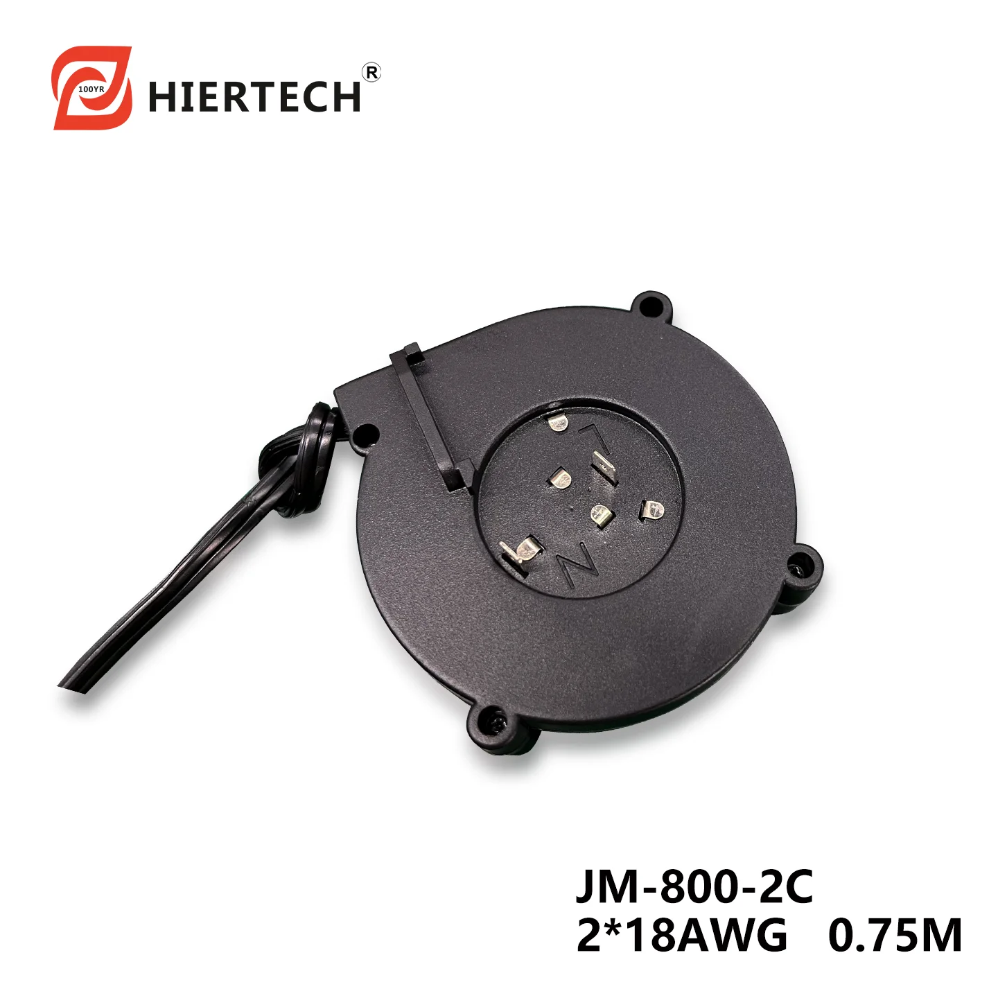 Hiertech Compact Black 2-Core 0.75m Auto-Retractable Cable Organizer for Small Appliances