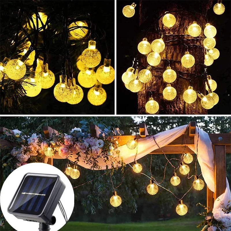 

Светодиодная гирлянда на солнечных батареях в виде хрустальных шаров для свадебных торжеств, уличного декора, украшения дома на День святого Валентина и Рамадан 2026