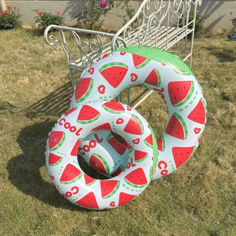Juguetes inflables con estampado de sandía, anillo flotante, piscina al aire libre de verano, playa, accesorios de piscina a prueba de fugas, tubo de natación, juguetes acuáticos