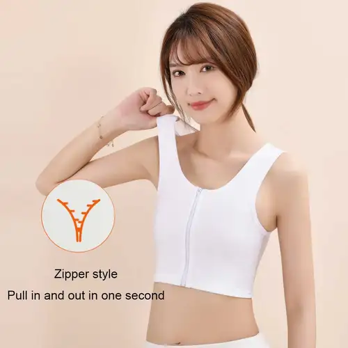 Imagen 2 del producto Carpeta de pecho transpirable para mujer, chaleco corto con cremallera lateral, Tops, carpeta de pecho, ropa interior, camisetas sin mangas, vendaje envolvente para el pecho inalámbrico