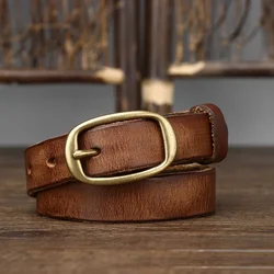 2.3cm Do Old Copper Buckle Width Women Cowskin Genuine Leather Belt For Female Strap Ladies Adjustable Belts Retro High Quality