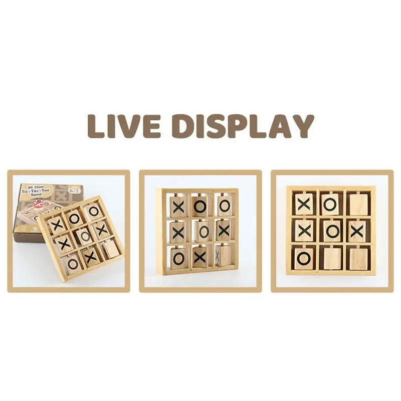 Wooden Tac Toe Games Family Game Wooden Tac Toe Board Party Favors Travel Toys Educational Play for Indoor Outdoor Enjoyment