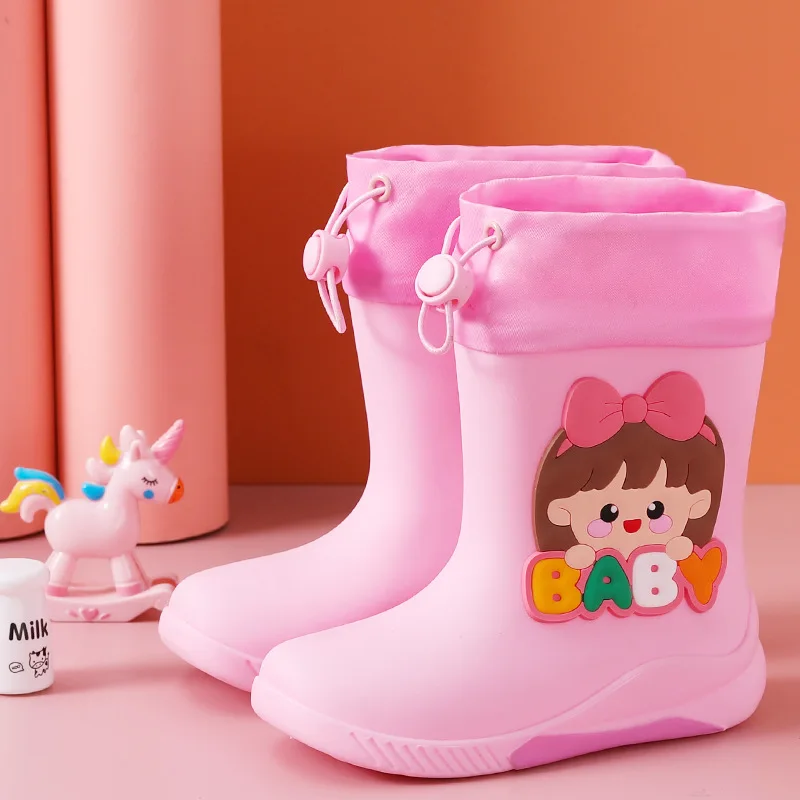 Children's Rain Shoes Cartoon Non-Slip Rainboots Waterproof Rubber Cute Booties Fashion Out Work Comfortable Garden Shoes