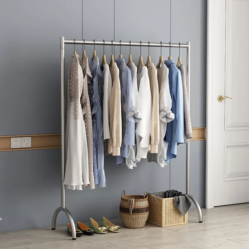رف معطف أثرية لغرفة النوم من الفولاذ المقاوم للصدأ فاخر وخفيف الوزن، منزلي من الأرض إلى السقف لمتجر الملابس
