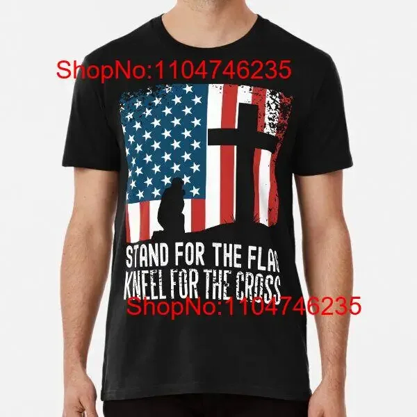 Stand for The Flag I Kneel Cross USA Patriotic Military T Shirt S 5XL vintage Washed Casual Slightly Breathable Soft