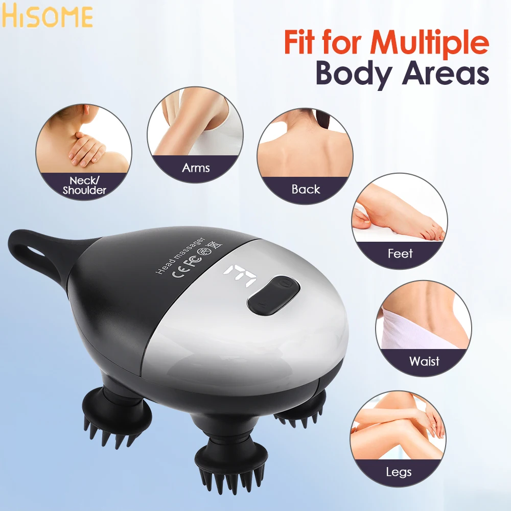 

Electric Cordless Hair Scalp Massager Four Vibrations Therapy 3 Kneading Speeds Head Massager Waterproof Wireless for Hair Growt