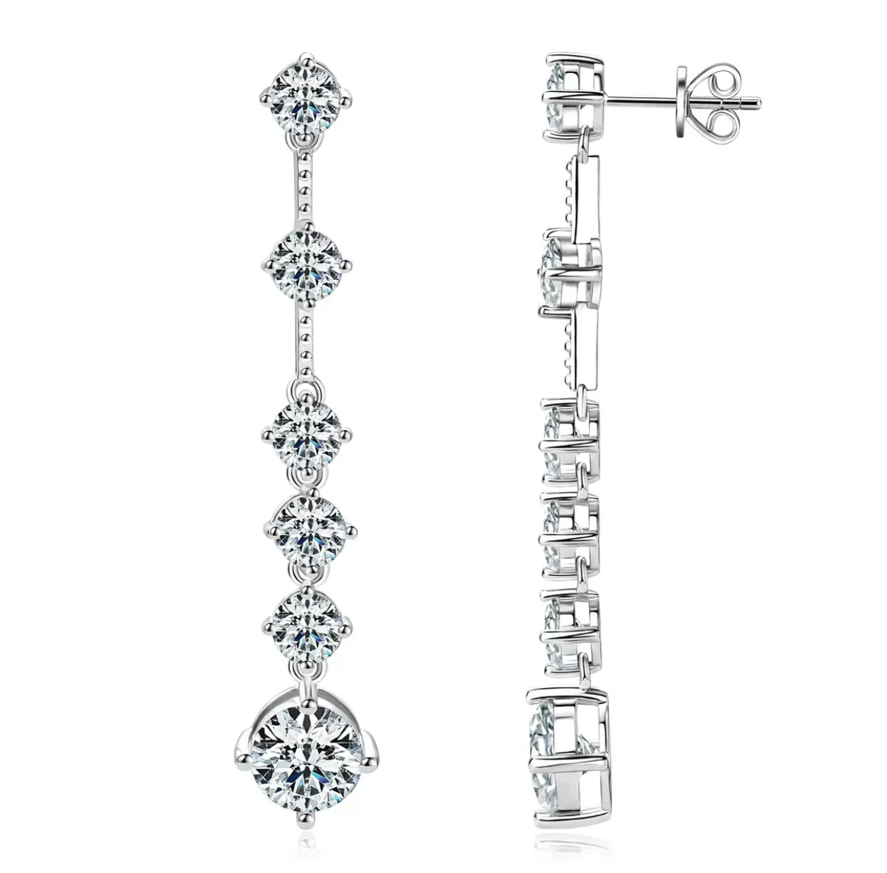 Luxury design sense D color moissanite fringe earrings light luxury high-end feeling s925 silver plated 18k gold earrings