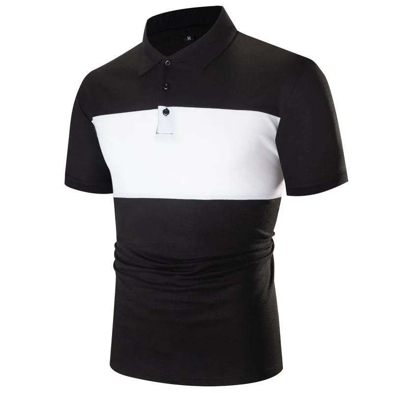 White Black Contrast and High Quality Casual Fashion Polo Shirt Men's Neckline Design FM740-2