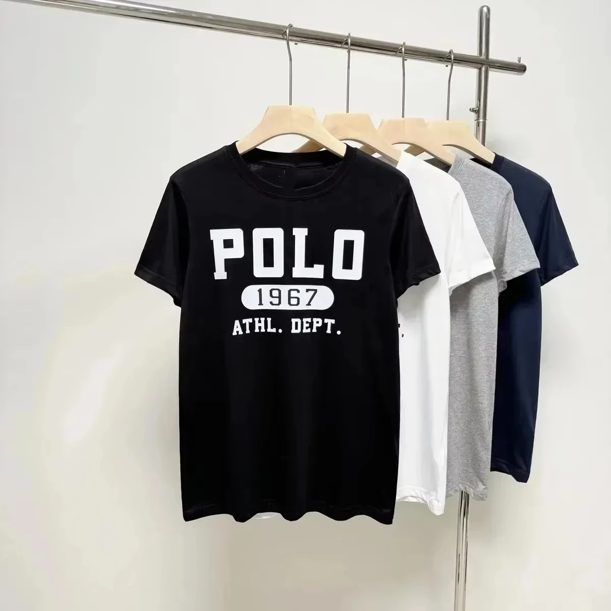 Casual Men's Shirts RLauren T-shirt New Polo1967 Logo Korean Popular Clothes Pure Cotton Short Sleeve Y2K Clothing Womens Tops image 2