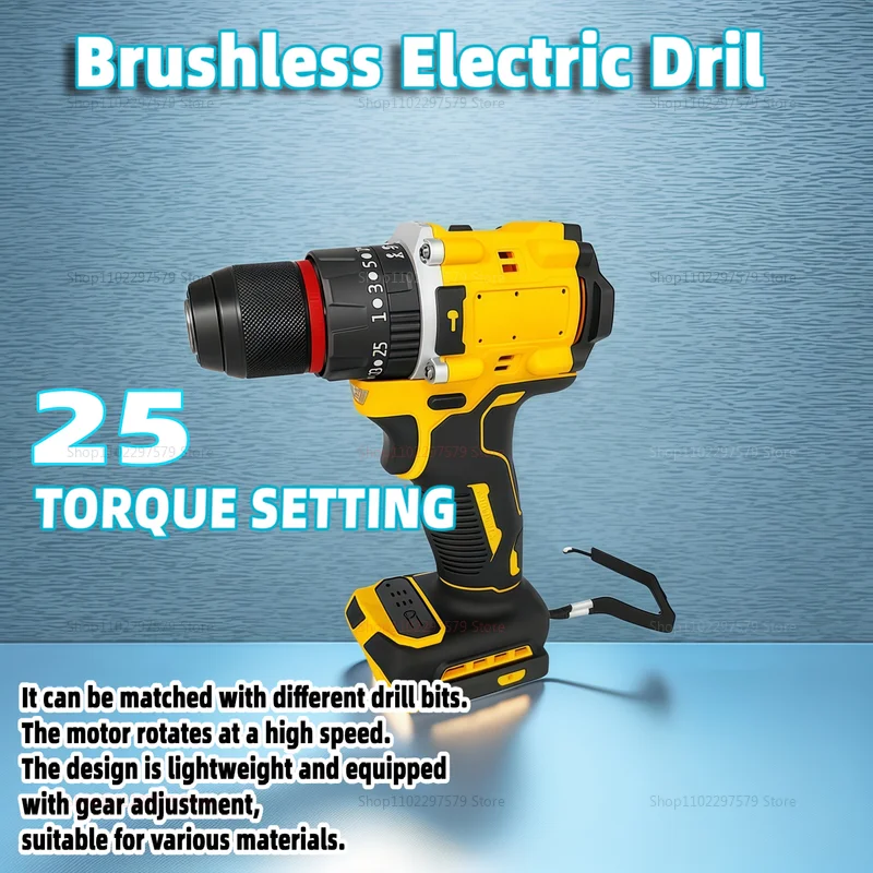 مفك براغي كهربائي بدون فرش قابل لإعادة الشحن، مثقاب يدوي متوافق مع دبوس بطارية ديوالت للمنزل بنفسك