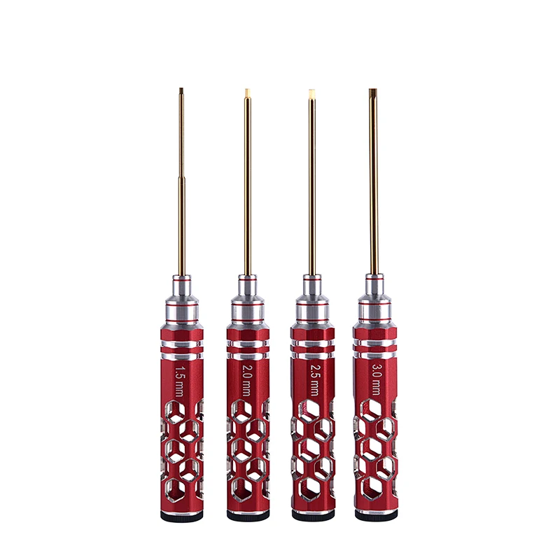 4pcs Metal Hex Screwdriver 1.5/2.0/2.5/3.0mm Set Hexagon Tool Kit Spare Parts for RC Car 1/14 Truck Boat Loader Excavator Model