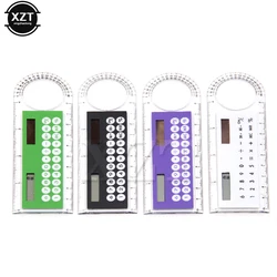 Mini Portable Ultra-thin Ruler Solar Calculator Magnifier Multifunction 10cm Ruler Calculadora Office Supplies