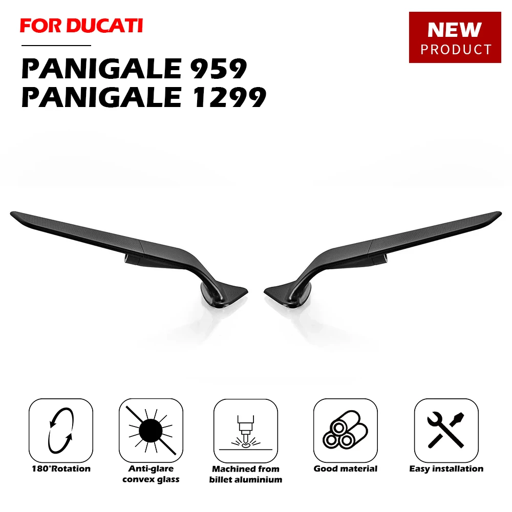 Espelhos Retrovisores Ajustáveis JTN Stealth Winglets para Motocicletas Ducati Panigale 959 1299