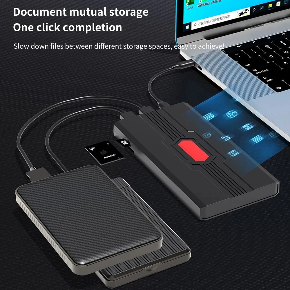 2.5 HDD/SSD Case 6 IN 1 SATA to USB 3.0 Adapter Case 6Gbps HD External Hard Drive Enclosure Box for TF Card Type USB-C Enclosure