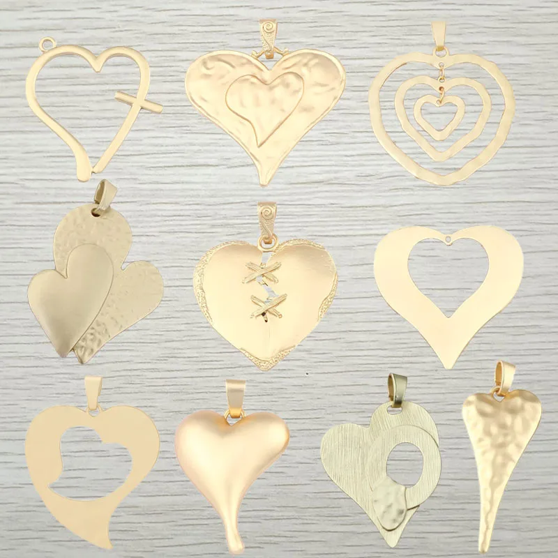 1 x Gold Color Large Bohemian Hollow Love Heart Charm Boho Pendant for DIY Necklace Jewelry Making Findings