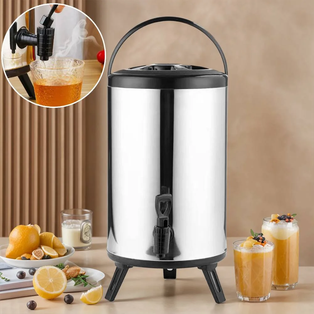 

6L/8L Stainless Steel Insulated Beverage Dispenser Beverage Dispenser w/ Faucet Milk Tea Buckets Ideal for Water Milk Tea Coffee