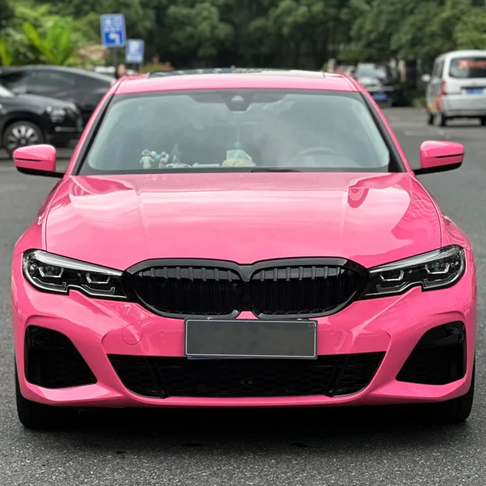 Premium Rose Pink Color Modify Cover Car Vinyl Wrap Film Bubble Free Air Release DIY Wrapping Film for Vehicle Accessories