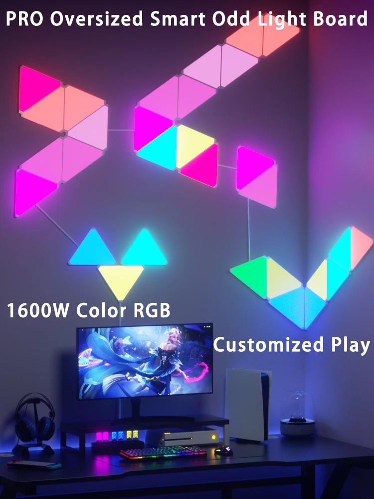 app gaming ambient light smart odd light board quantum light sound control sensor remote control honeycomb bedroom background li