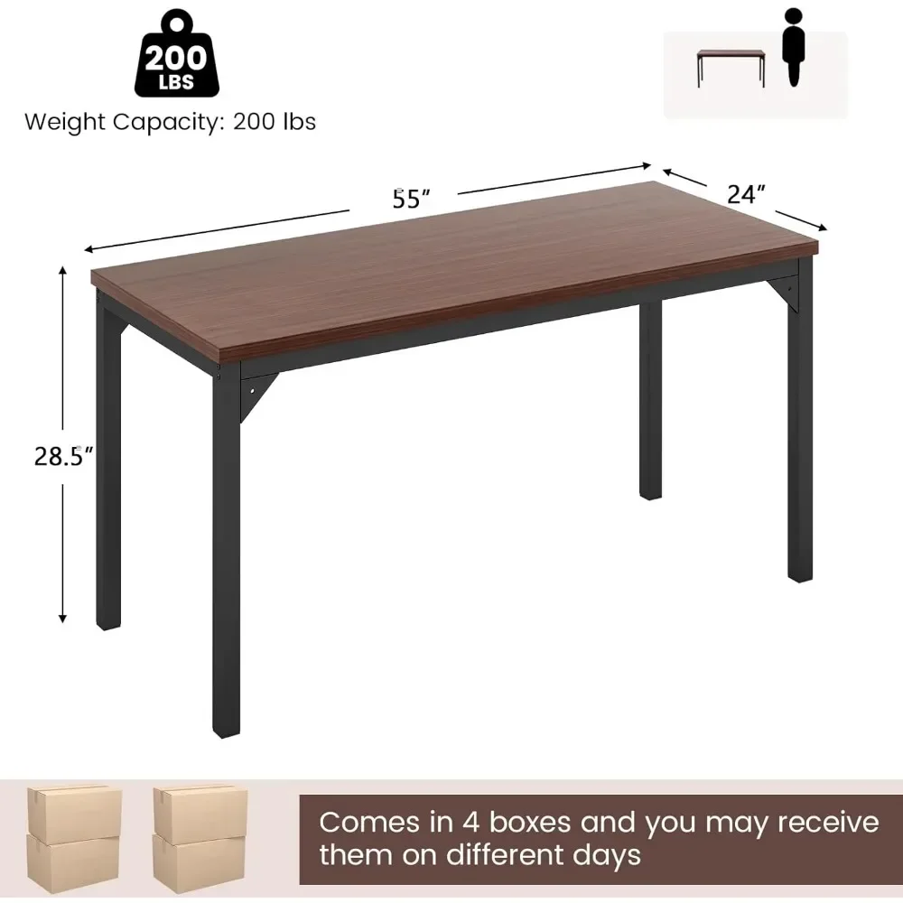 Ensemble de table de conférence multifonctionnelle, table de salle de réunion avec grande brettop et cadre métallique robuste, table de conférence multifonctionnelle, lot de 4