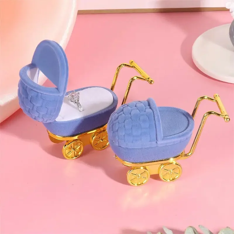 

1 Piece Cute Velvet Jewelry Box Baby Carriage Wedding Ring Box Gift Box Necklace Ring Case Earrings Holder For Jewelry Display