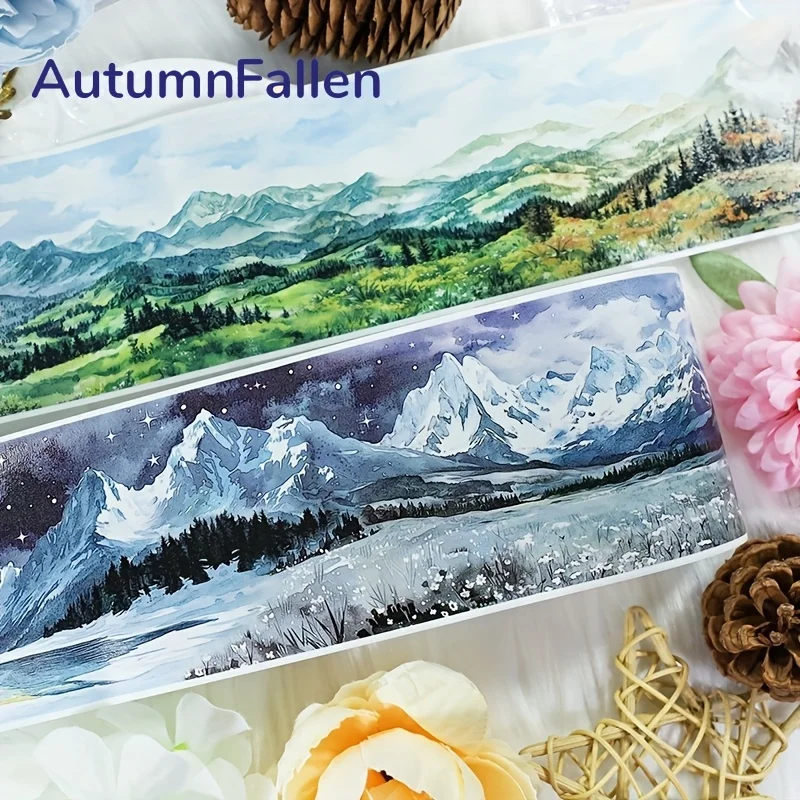 2m/Roll Four Seasons Mountains Washi Tape Scenery Masking Tape Decorative Adhesive Sticker For Planner Scrapbooking DIY Journal
