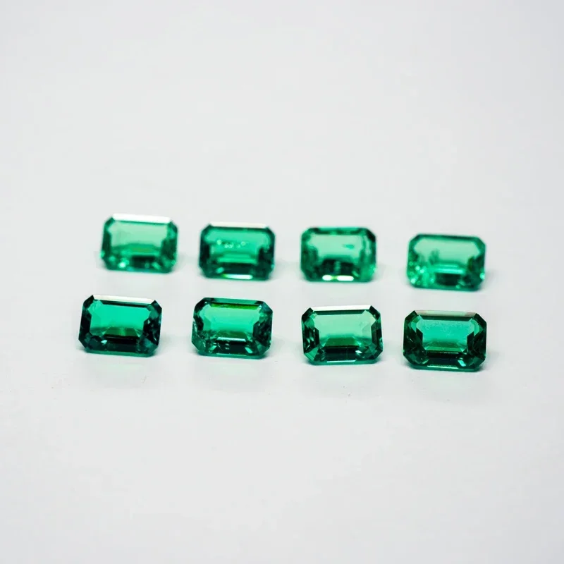 

Lab Grown Columbia Emeralds size 5x7mm Hydrothermal Emerald Hand Cut with Cracks Inclusions Inside Selectable AGL Certificate