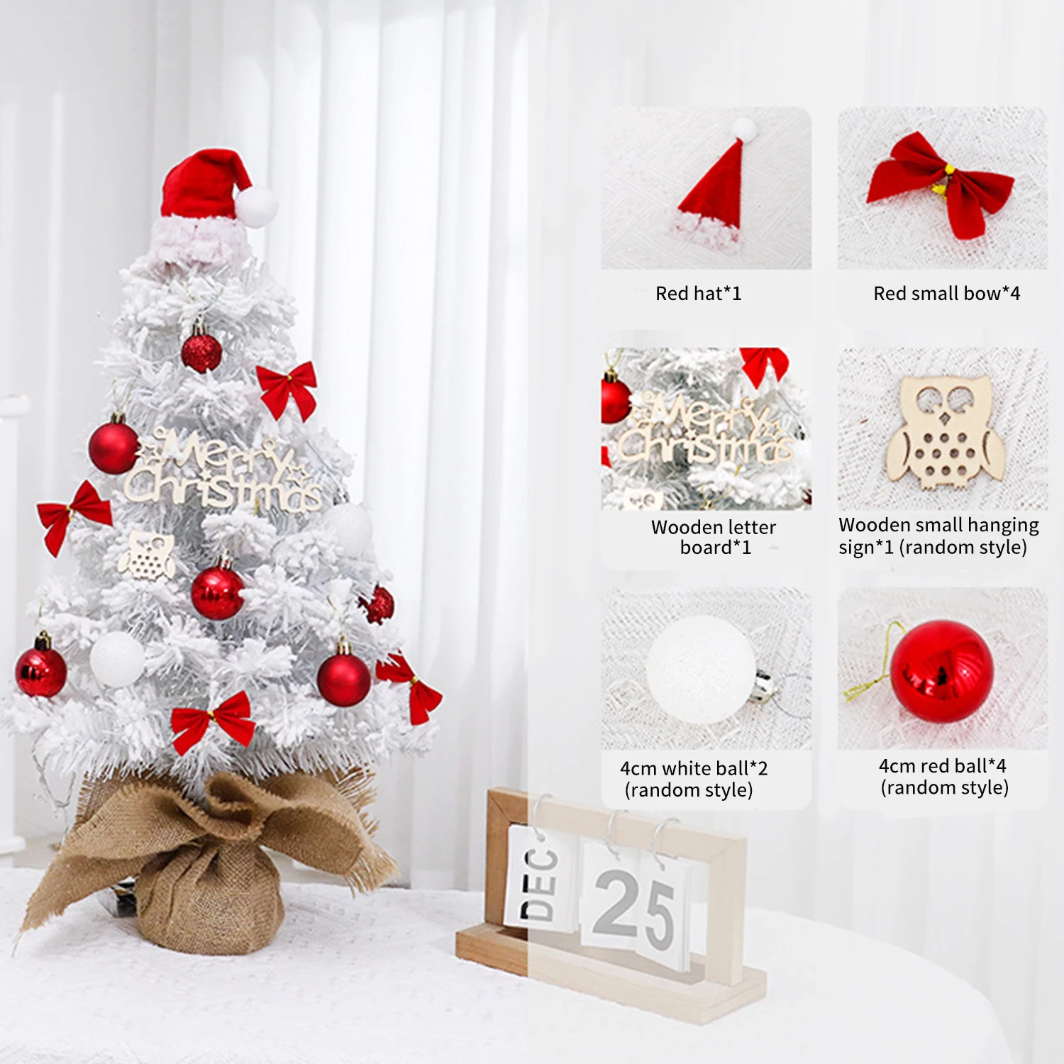 Mini Christmas Tree Desktop Ornament DIY Handicraft Artificial Christmas Tree Home Room Window Display Ornament Festival Party