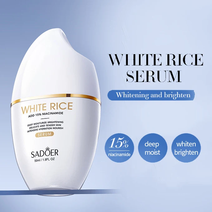 Sadoer soro de nicotinamida de arroz branco para rosto hidratante brilho hidratante essência facial beleza rosto cuidados com a pele