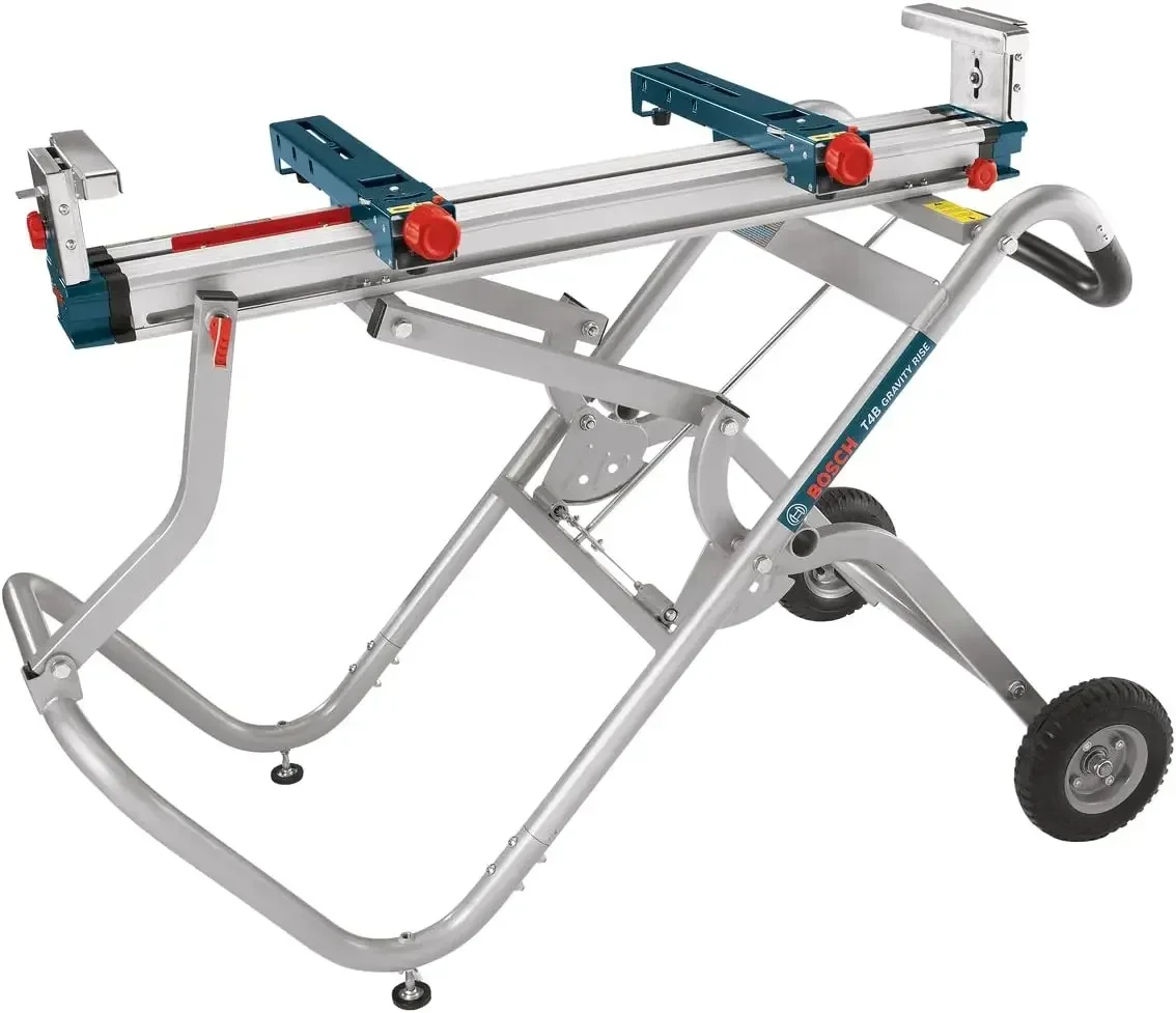 Portable Gravity-Rise Miter Saw Stand with Wheels, 18' Material Capacity