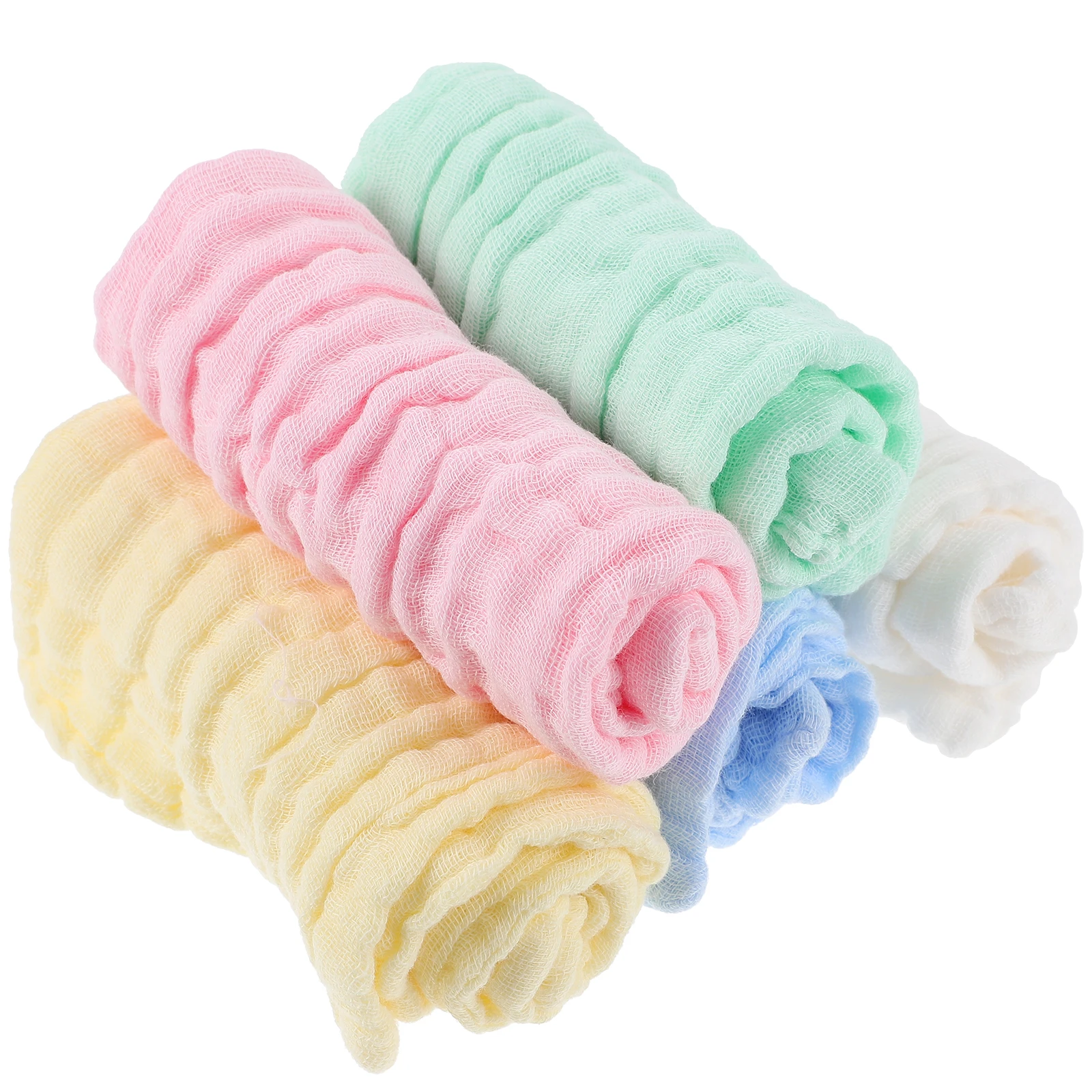 

10pcs Baby Square Towels Pure Cotton Wash Rags Face Bath Cloths 12x12 White Yellow Pink Green Blue Each Soft Absorbent