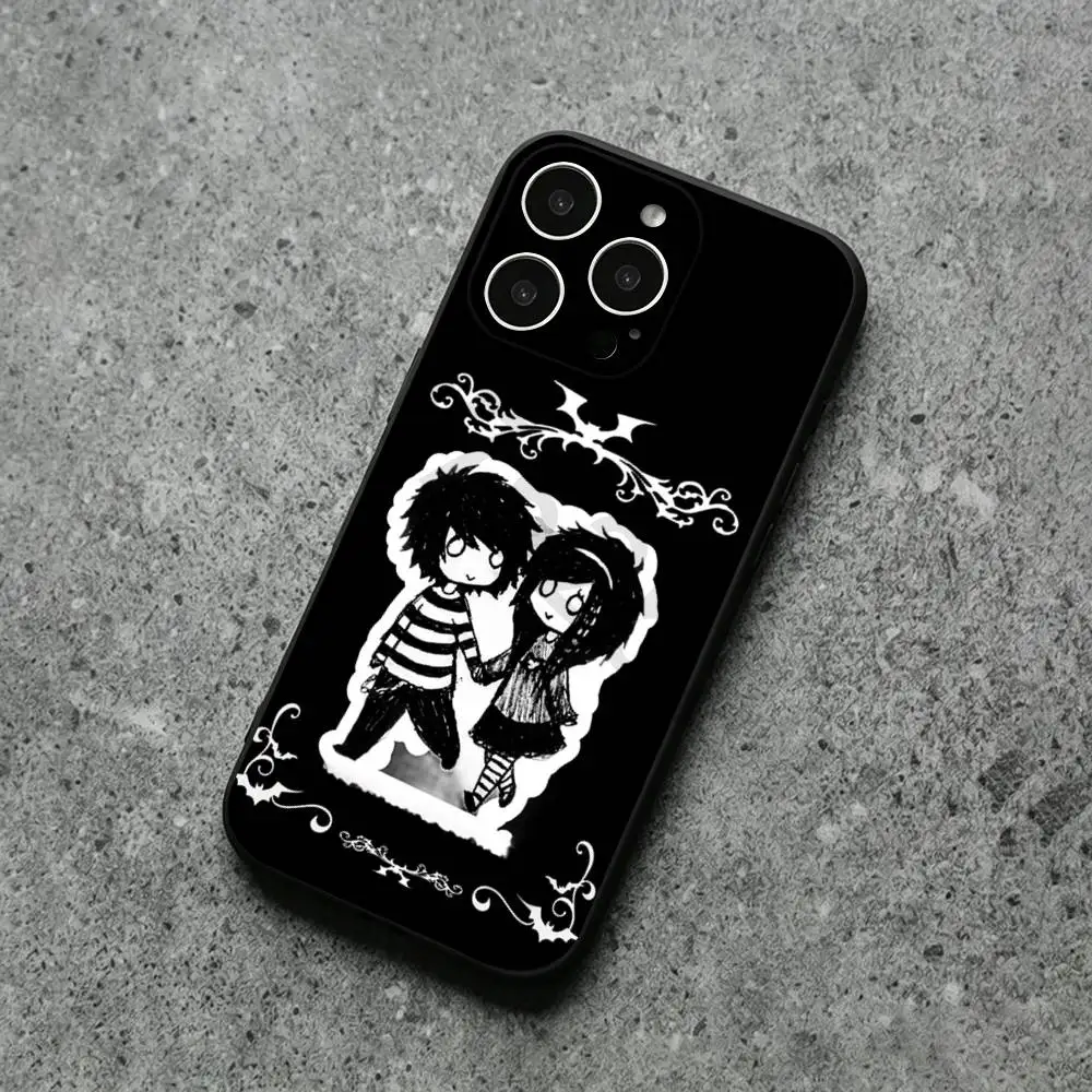 Love Black and Cute Emo Phone Case For IPhone17,11,12,13,14,15,16,XS,XR,X,Mini,Pro,Max,Plus,Shell,Cover - view 2