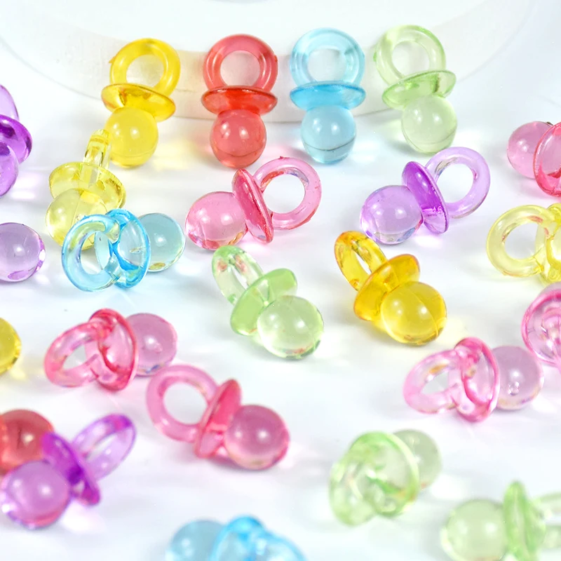 50pcs Transparent Acrylic Mini Pacifier Boy Girl Baby Shower Gender Reveal DIY Mini Pacifier Decoration Kids Birthday Party Gift