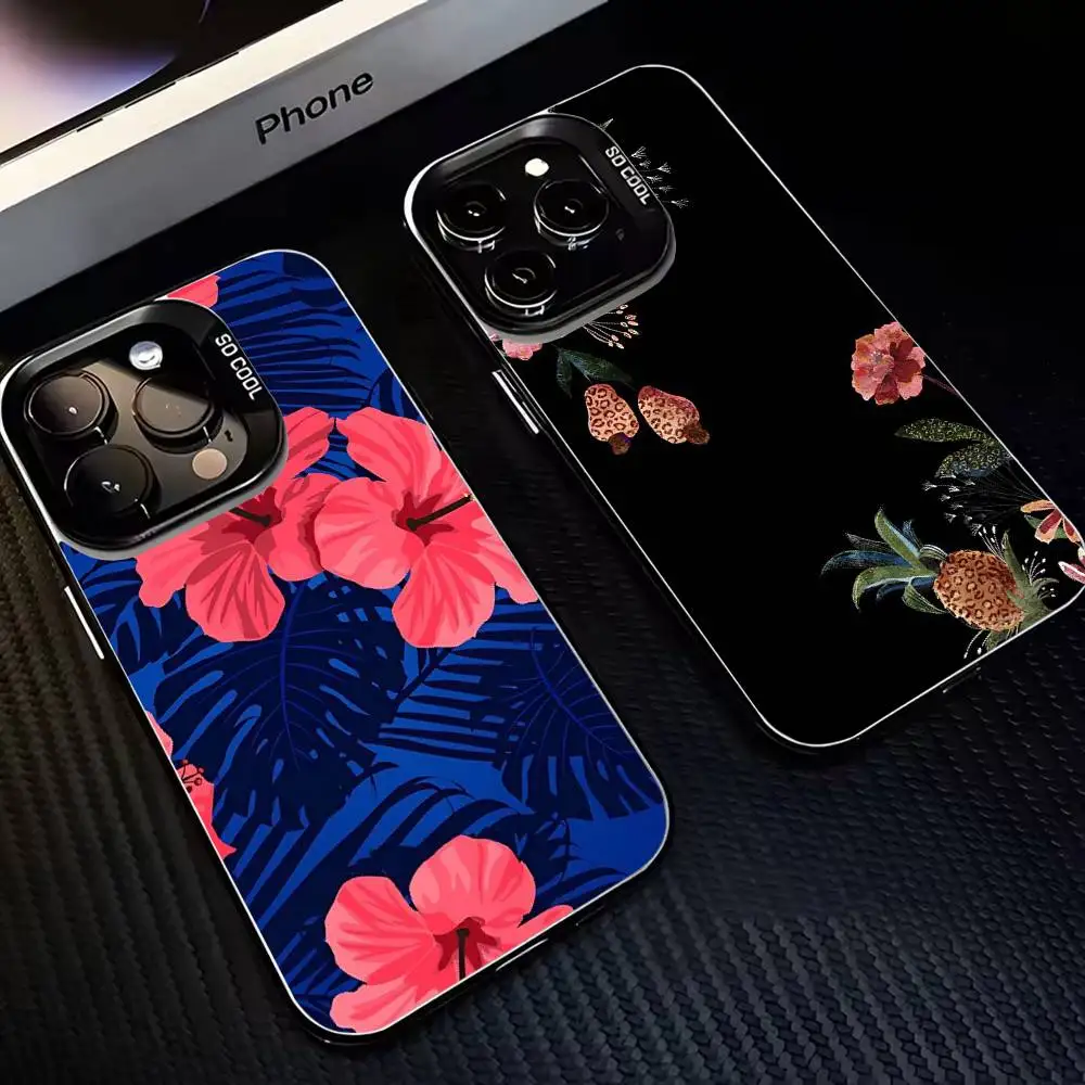 

Dark-Night-Flowers Phone Case For iPhone17,16,15,14,13,12,11 Plus,Pro Max Black Matte Shockproof Cover