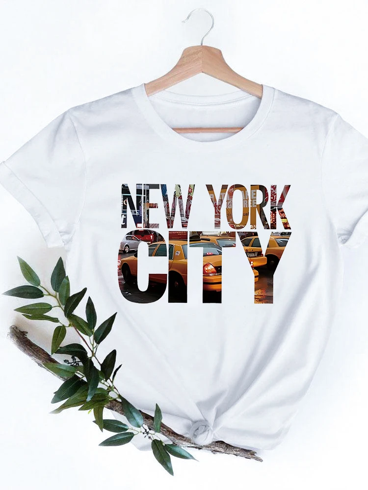 2022 Fashion Anime T shirt Women New York City Graphic T shirt Harajuku Kawaii Woman T shirts Short Sleeve Femme Tops Tees