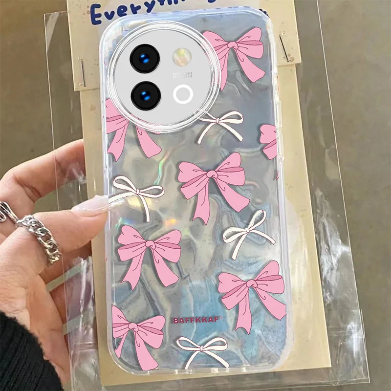 

Trendy Polka Dot Bowknot Cartoon Case For Vivo V29 V40 Lite Y38 Y78 Y58 Y56 5G Girl Laser Ripple Gloss Cute PC Phone Cover Cases