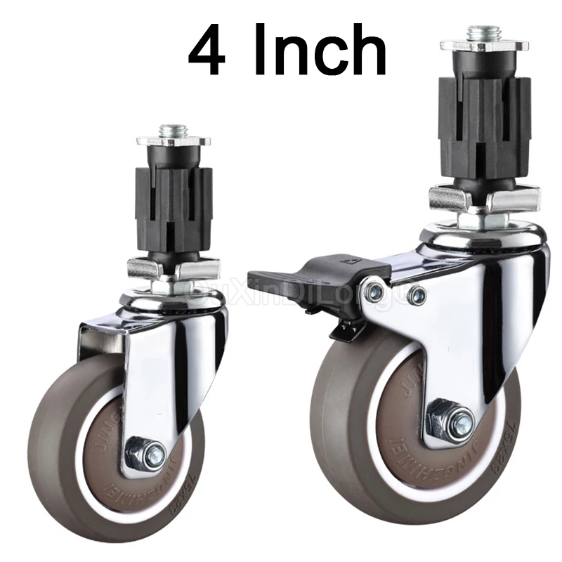 

4PCS Heavy Duty 4" Caster Square Stem Casters Industrial Wheels Brake/Universal for 25mm Square Tube Furniture/Cart GF1277