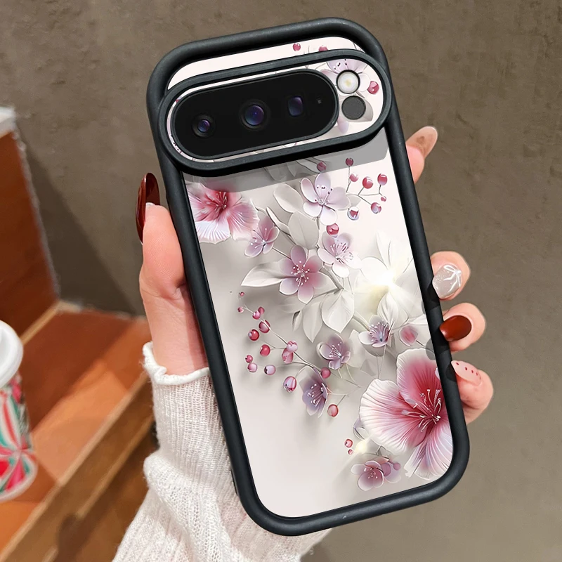 Pfirsichblüten-Muster TPU Handyhülle für Google Pixel 10 9 Pro XL 10 9 8 Pro 9A 8A 7A Stoßfeste Silikonhülle für Pixel 7 Pro