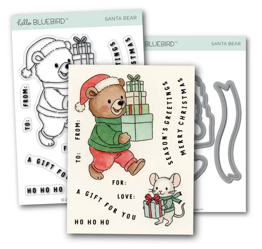 

Christmas Dies and Stamps Santa Bear Metal Cutting Dies DIY Scrapbooking Cards Handmade Mice Elf Die Cut Silicone Stamps Molds